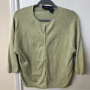 Liz Claiborne Lizsport Green Cardigan Cotton Sweater, for Spring, Women's XL
